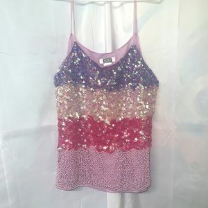 Beaded sheer lavender cami top nwot